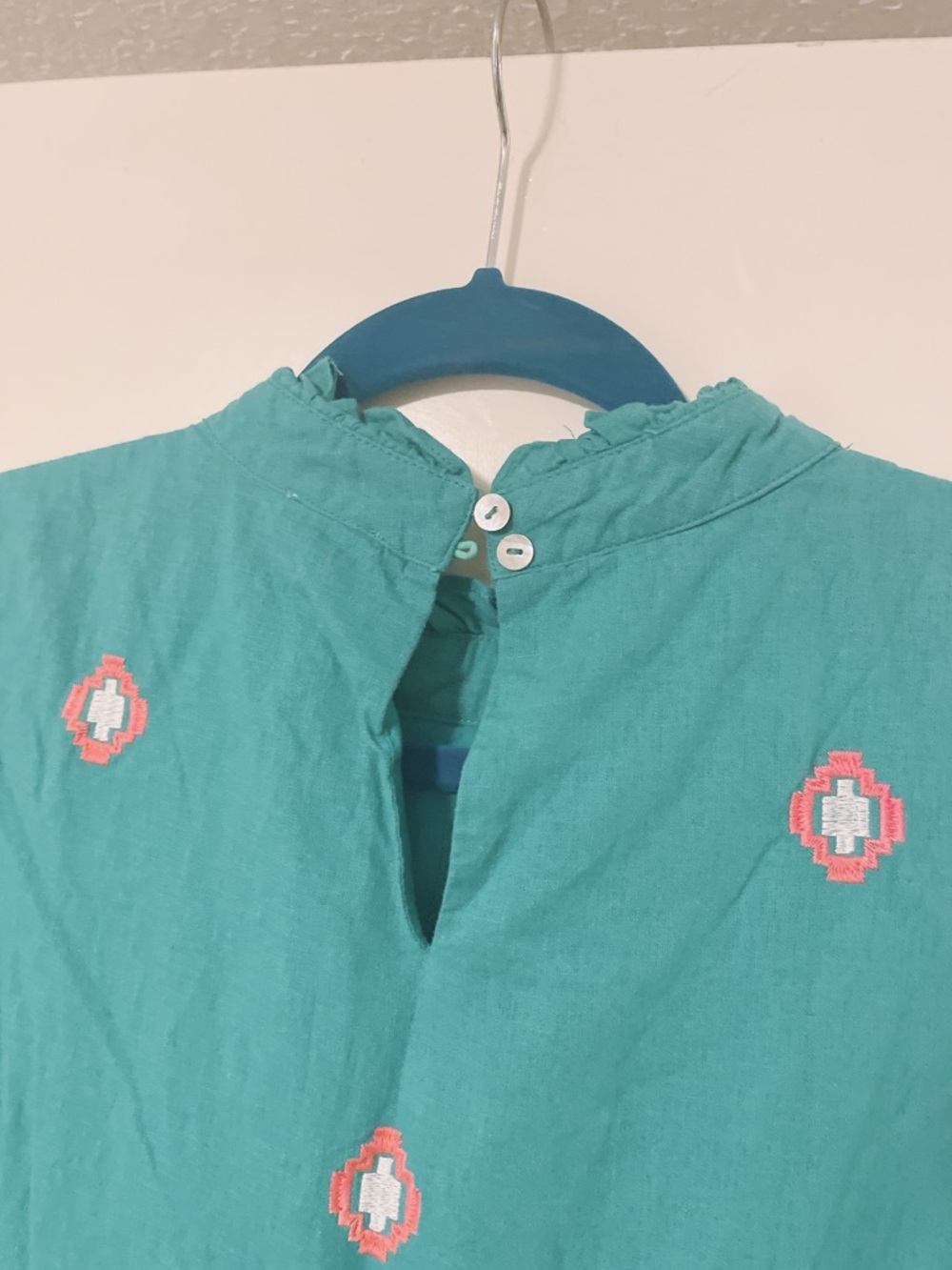 J Marie Teal Sleeveless Tiered Embroidered Dress Size Large. - Picture 9 of 11